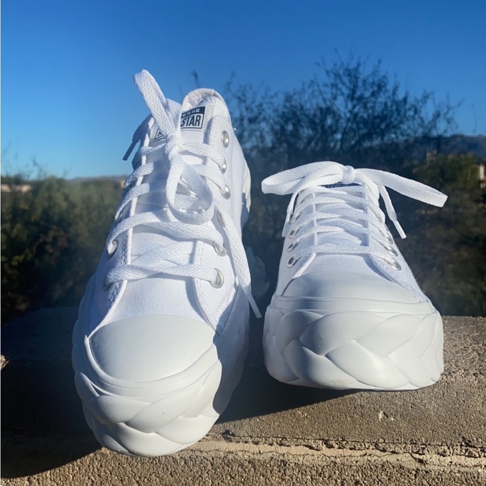 👟 New Cable Lift Converse CTAS OX Platform Braided Sole White Canvas Sneakers - Picture 5 of 15